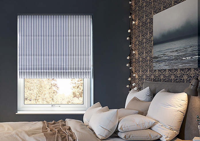 Lace Stripes, Sapphire - Motorised Roman Blind - Image 3